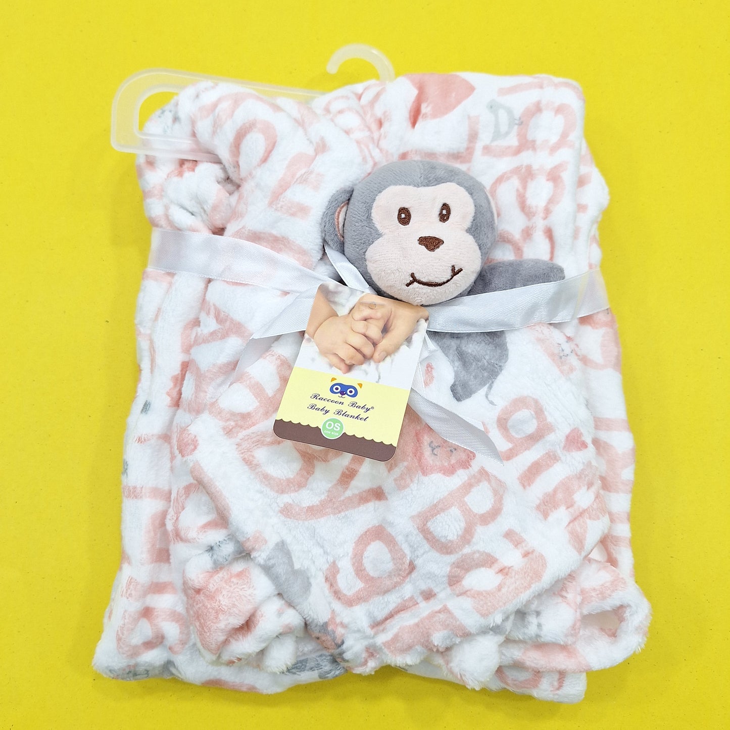 Raccoon Baby - Blanket - Monkey & Alphabets - Brown & White